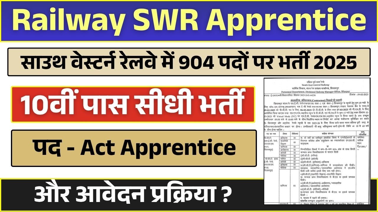 Railway SWR Apprentice Recruitment 2025