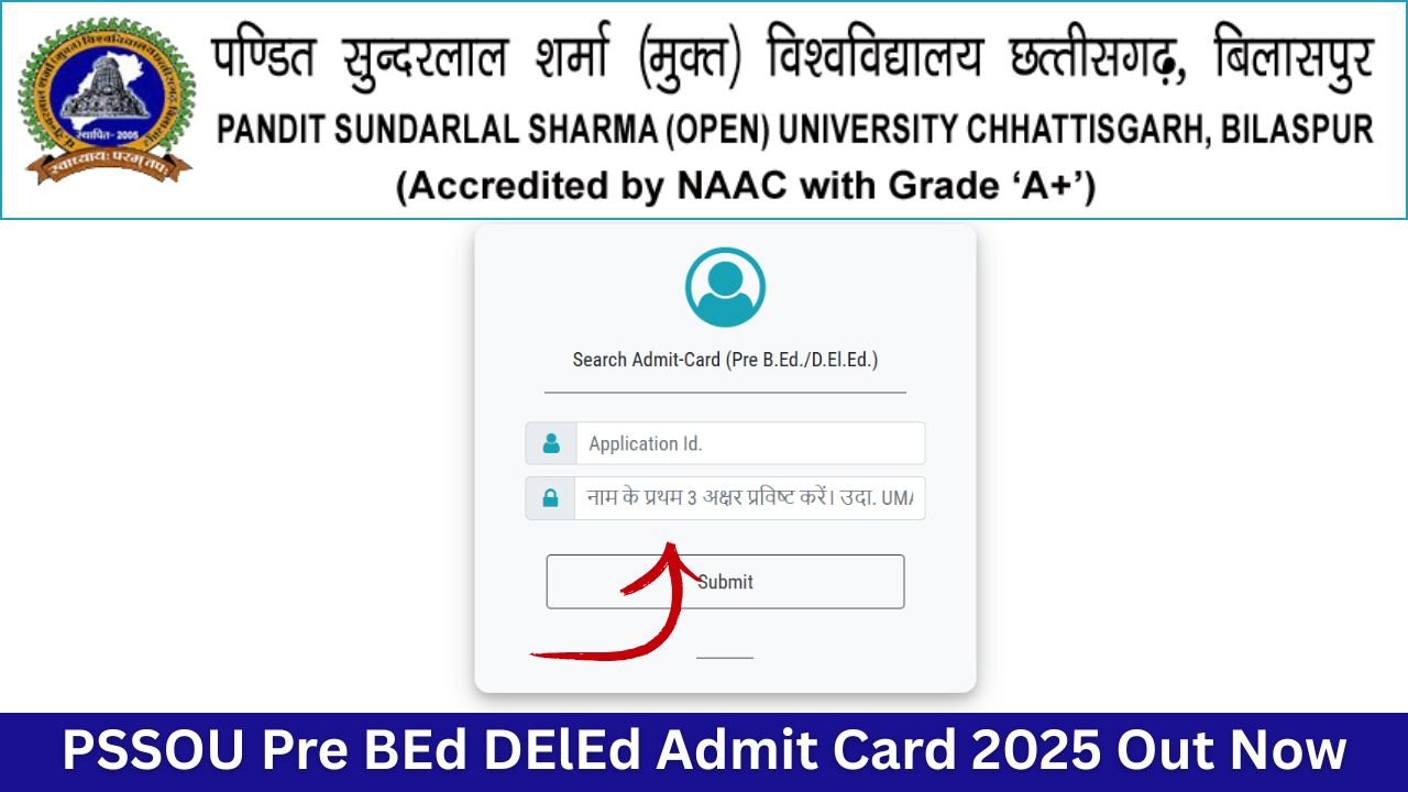 PSSOU Pre BEd DElEd Admit Card 2025